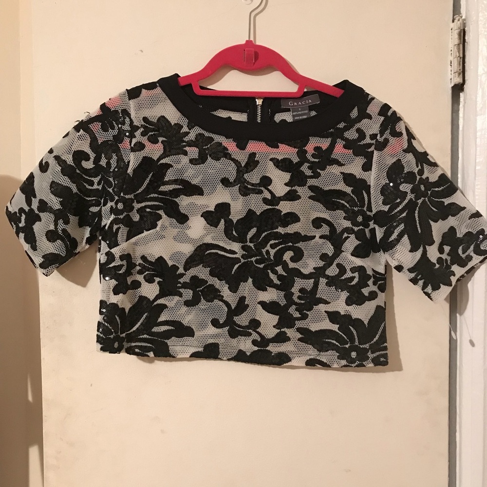 Mesh and sequins top for a lovely evening out